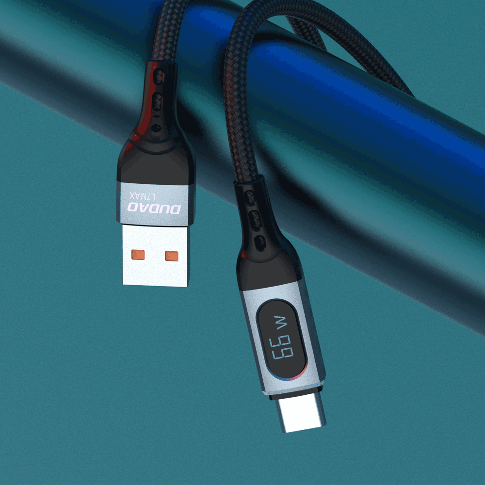 USB-A to USB-C cable 66W 1m sort
