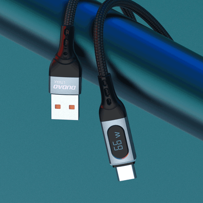 USB-A to USB-C cable 66W 1m sort